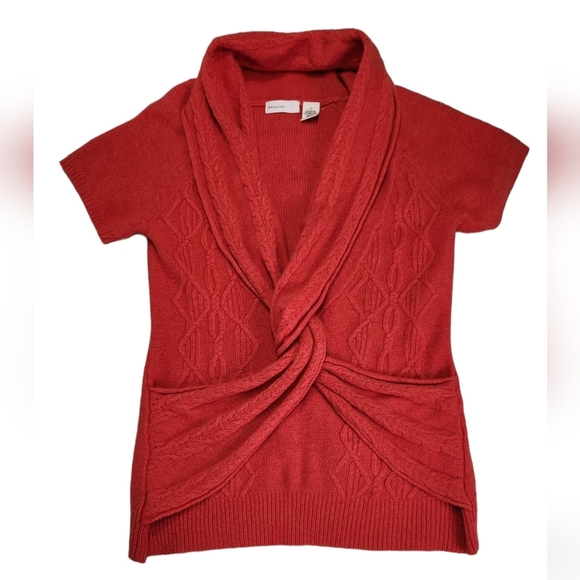 Anthropologie Red V-Neck Sweater - Picture 1 of 9